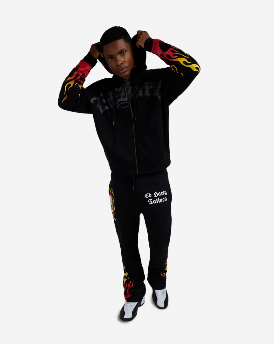 Skull Flames Full Zip Hoodie