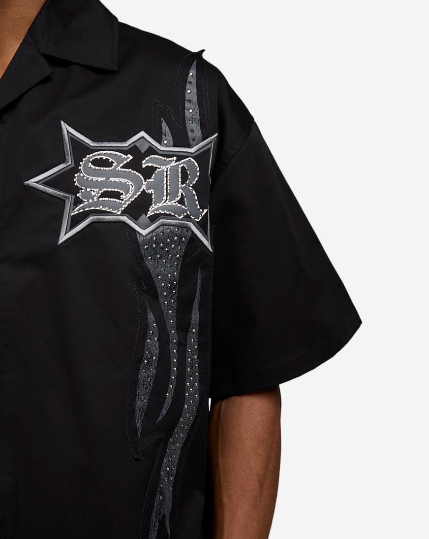 Oversized Cropped Eagle Print Woven Top