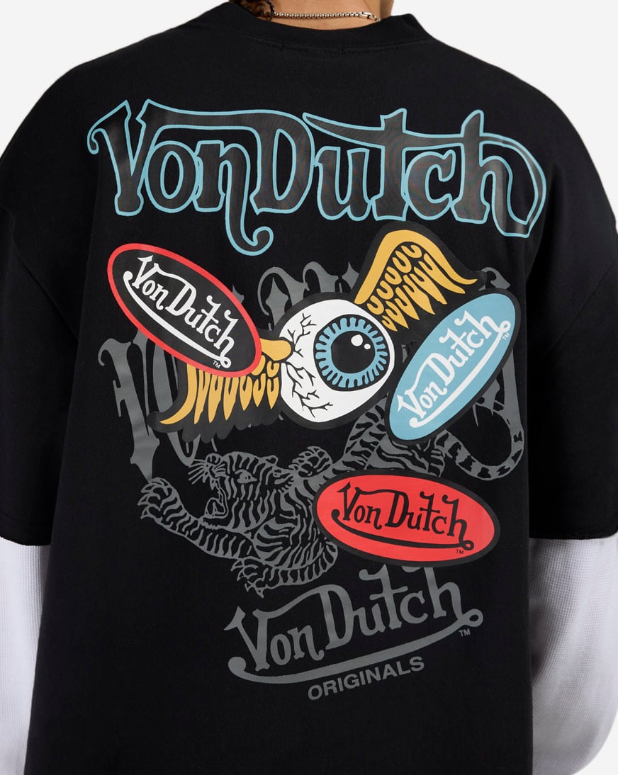 Fleece Flame Eye Logo Long Sleeve Boxy 2-Fer Tee
