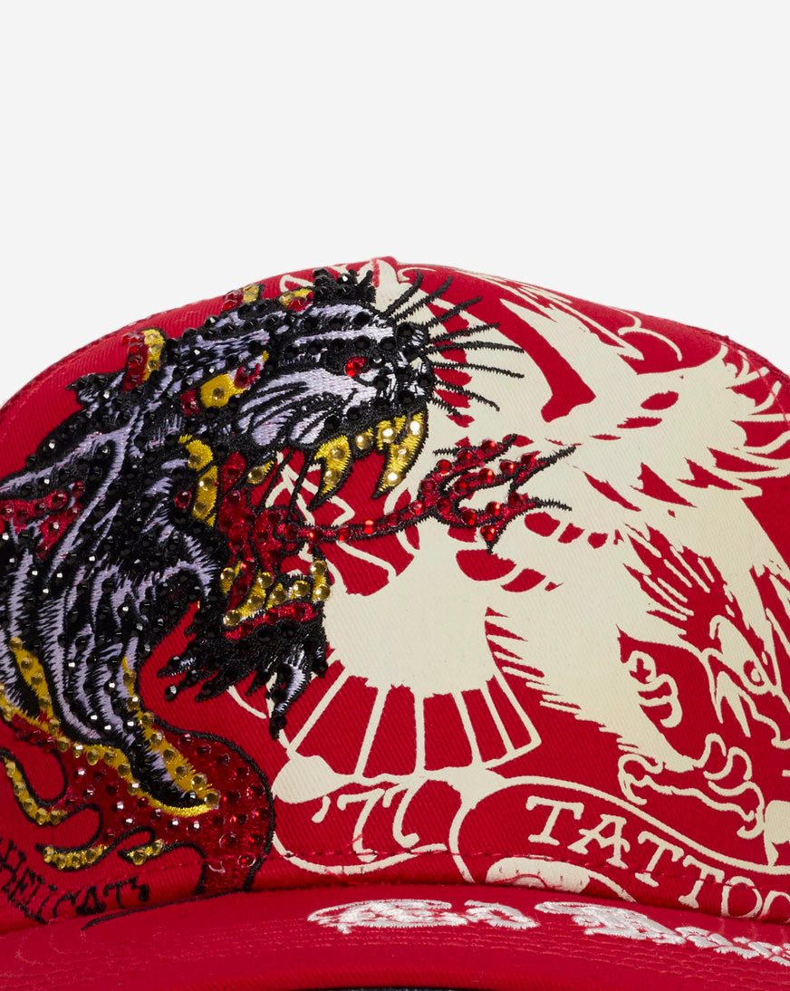 Rhinestone Eagle Panther Trucker Hat