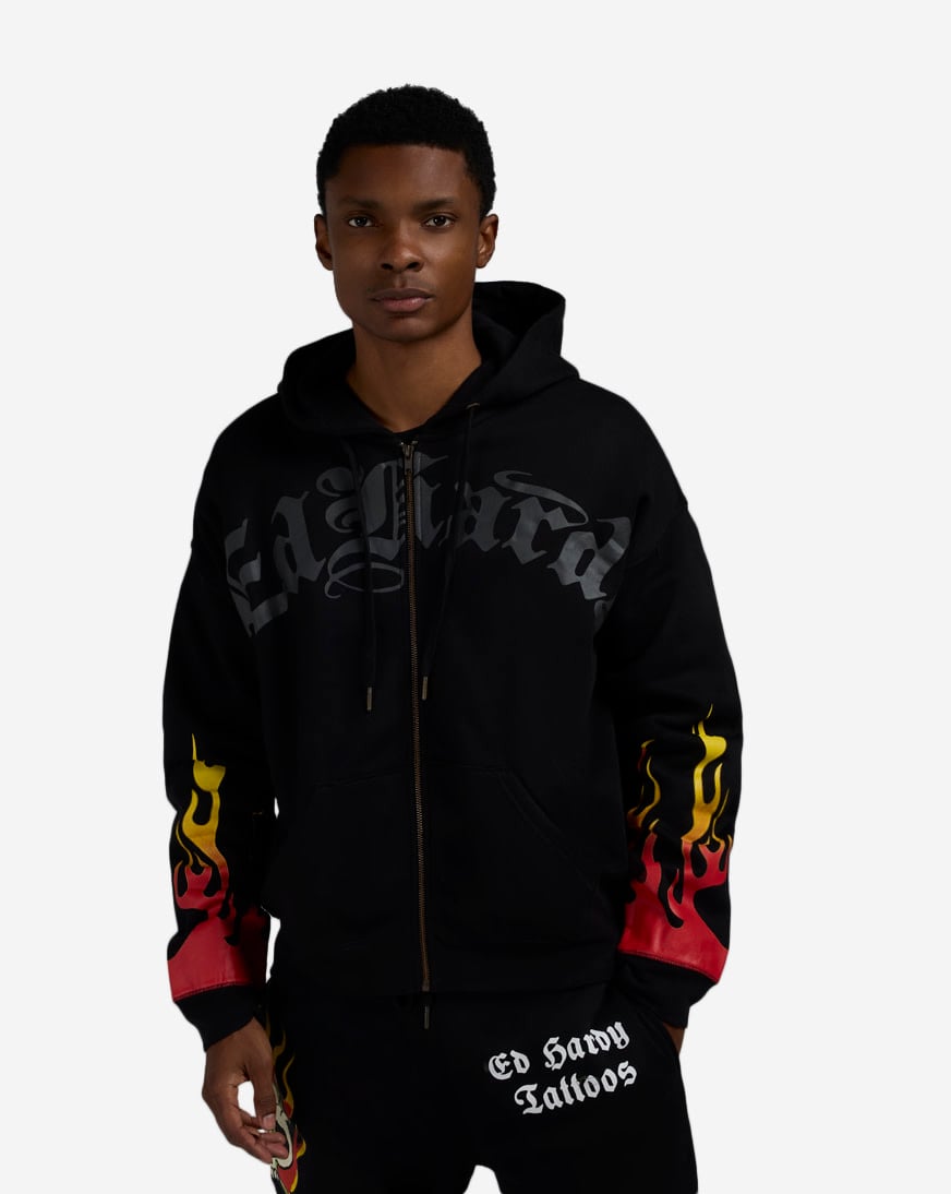 Skull Flames Full Zip Hoodie