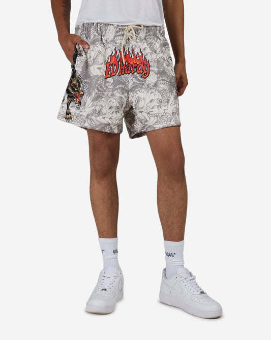 Wolf Printed Mesh Short