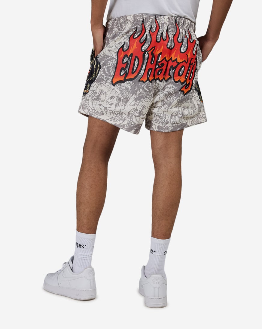 Wolf Printed Mesh Short
