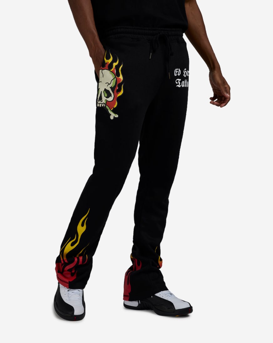 Skull Flames Fleece Pants
