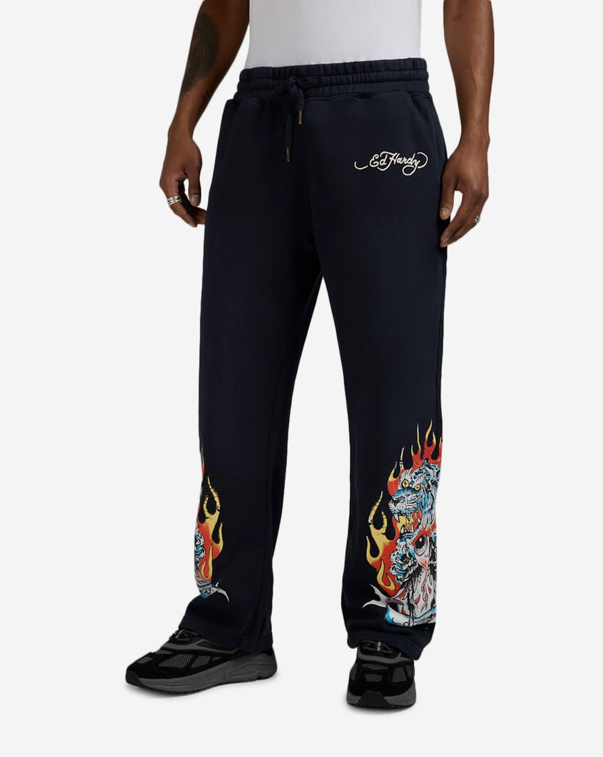 Tiger Flame Fleece Pants