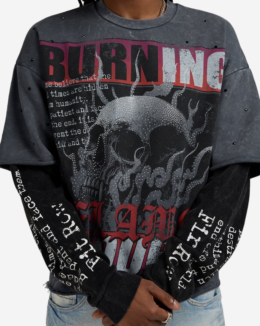 Burning Flames Endorse Long Sleeve Tee