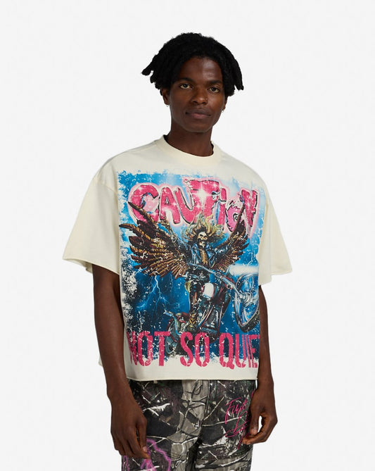 Caution Not So Quiet Terry Cropped Tee