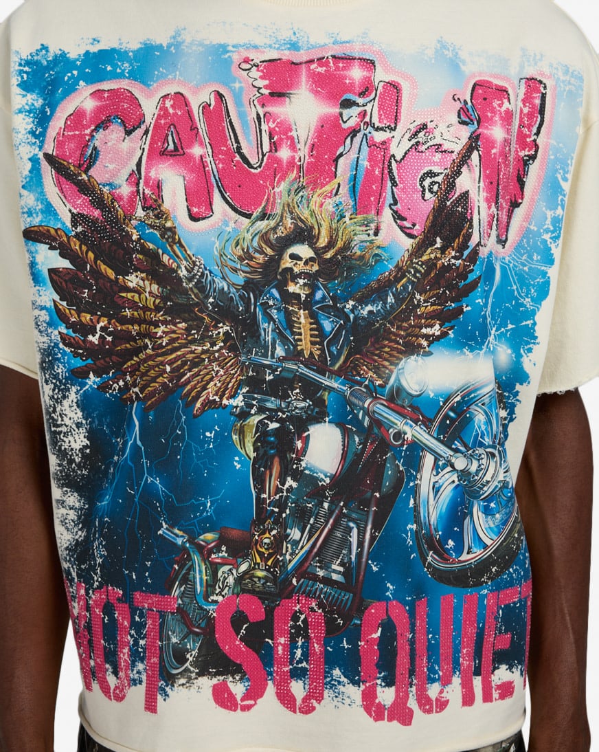 Caution Not So Quiet Terry Cropped Tee
