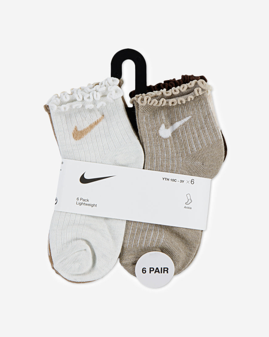 Little Kids' 6PK Ruffle Ankle Socks (5-7)