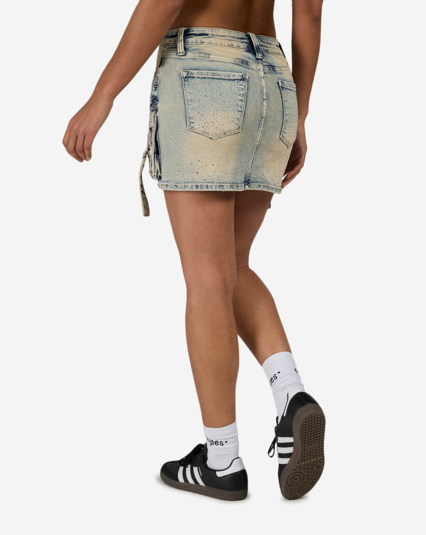 Cargo Rhinestone Mini Skirt