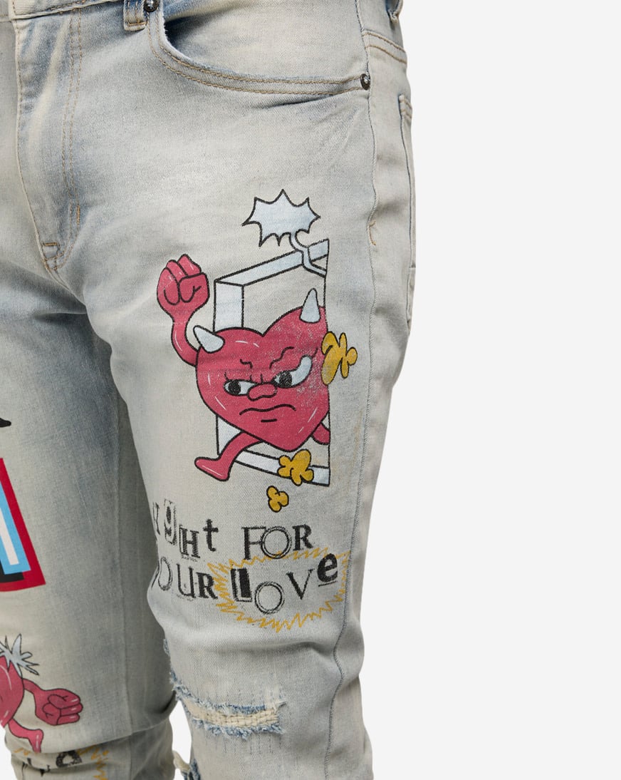 Stacked Flare Graphic Jeans