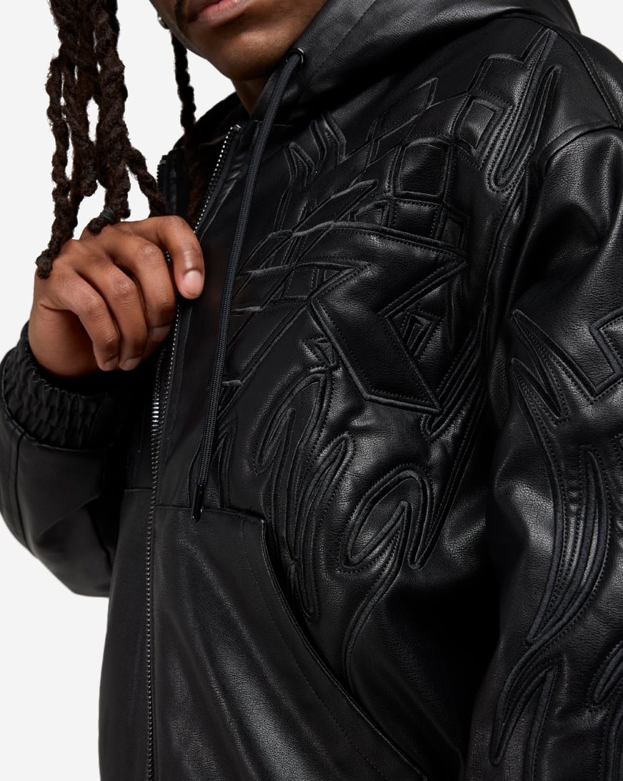 Racing PU Hooded Jacket