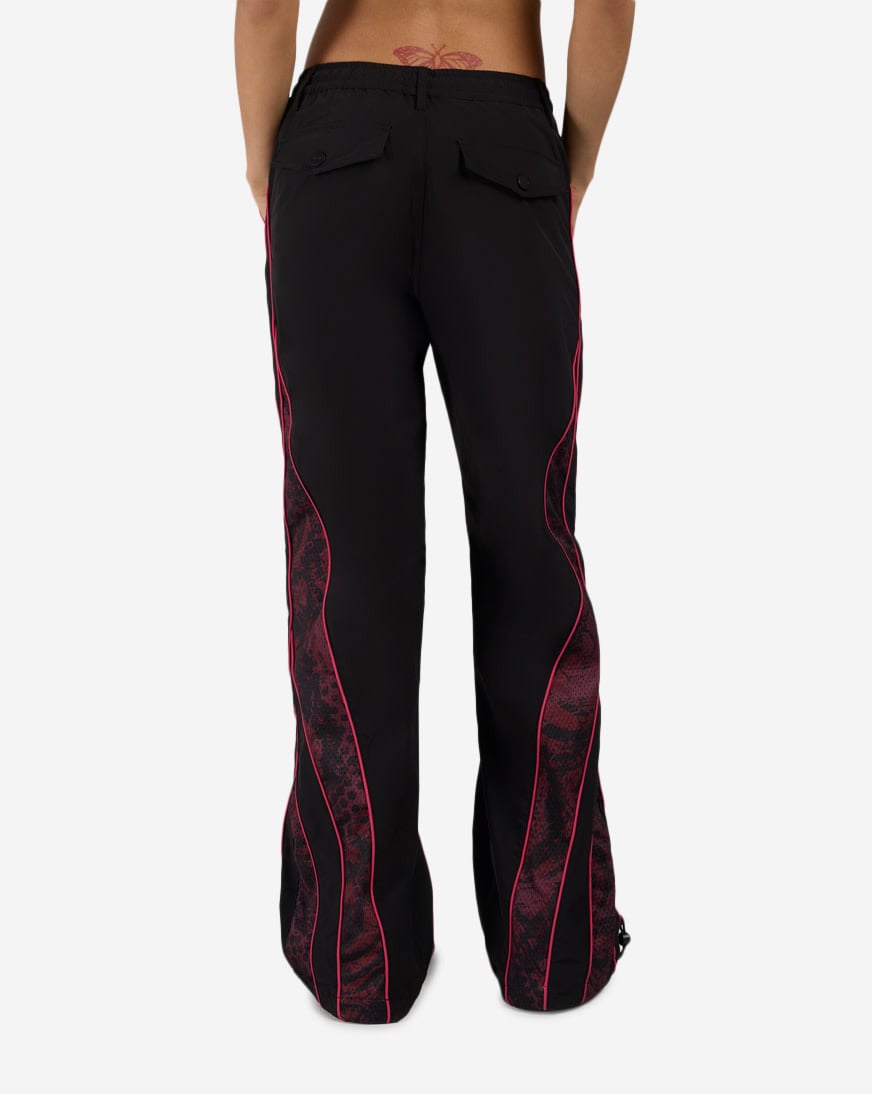 Wide Leg Mesh Insert Woven Track Pants